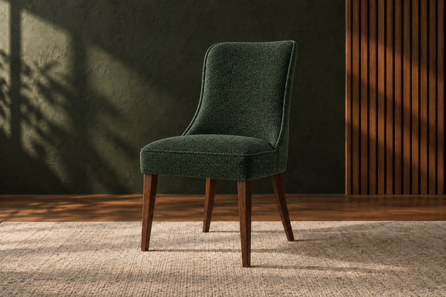 Orman şönil kumaşlı yemek sandalyesi